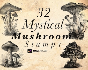Pilz Procreate Stempelpinsel | Pilz Pinsel Stempel Set | Fungus Kohle | Pilze zum Ausmalen
