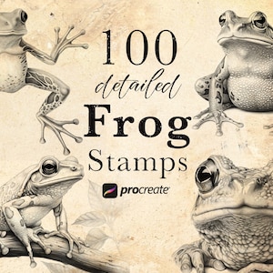 100 Frog Procreate Stamp Brushes | Wildlife Amphibian Procreate Stamps | Forest Life Set | Animal  Procreate | Tattoo Reference Microrealism