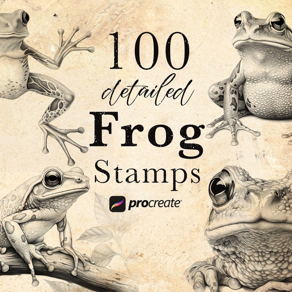 100 Frog Procreate Stamp Brushes | Wildlife Amphibian Procreate Stamps | Forest Life Set | Animal  Procreate | Tattoo Reference Microrealism
