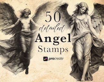 50 Angel Procreate Brushes: Christmas Stamps (Digital Download) • .brushset for iPad/Apple Pencil