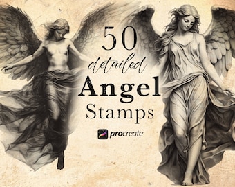 50 Angel Procreate brush Stamps | Christmas brushes , Winter Procreate Brushes - Heaven - Angel Stamps