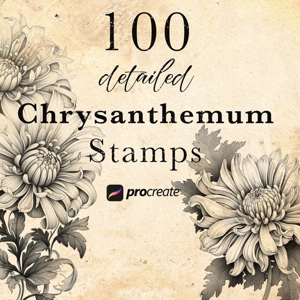 Chrysanthemum Flower Procreate Stamp Brushes | Chrysant Blossom Stamps | November Birth Flower Brushes | Tattoo Stamps | Botanical Stamps |