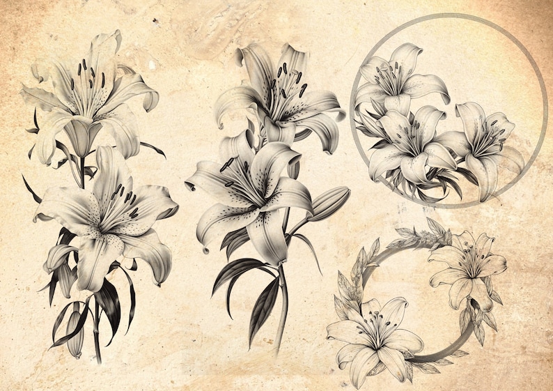 Lily Flower Procreate Stamp Brush Set: 100 Detailed Botanical Stamps - Etsy