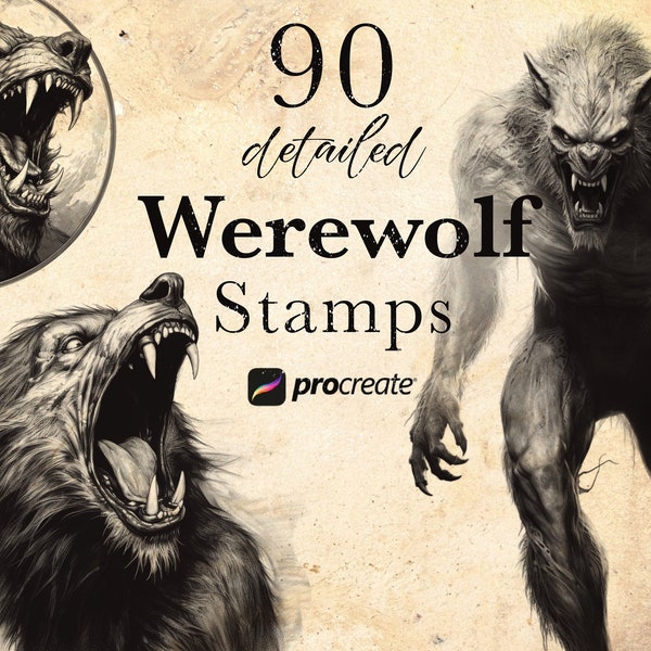 Werewolf Procreate Stamp Brushes | Halloween werewolves - Full Moon | spooky scary Shapeshifter | Horror - monster - Supernatural Legends