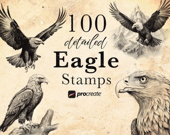 100 Eagle Procreate Stamp Brushes | Wildlife Bird Procreate Stamps | Forest Life Set | Animal  Procreate | Tattoo Reference Microrealism