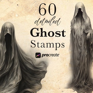 Geist Halloween Procreate Stempelpinsel | Halloween Stempel | Gruselige und gruselige Geister | Tattoo Referenz | Perfekt für Collagen
