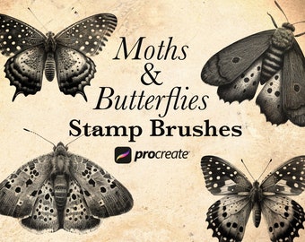 20 Motte & Schmetterling Procreate Stempelpinsel | Insektenpinsel Stempel Set | Motten zeugen | Tattoo Schablone | microrealism