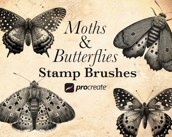 20 Motte & Schmetterling Procreate Stempelpinsel | Insektenpinsel Stempel Set | Motten zeugen | Tattoo Schablone | microrealism