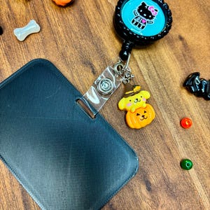 Halloween Hello Kitty Pompompurin Badge Reel Charm Keychain for ID Badge - Customize your badge reel for Halloween!