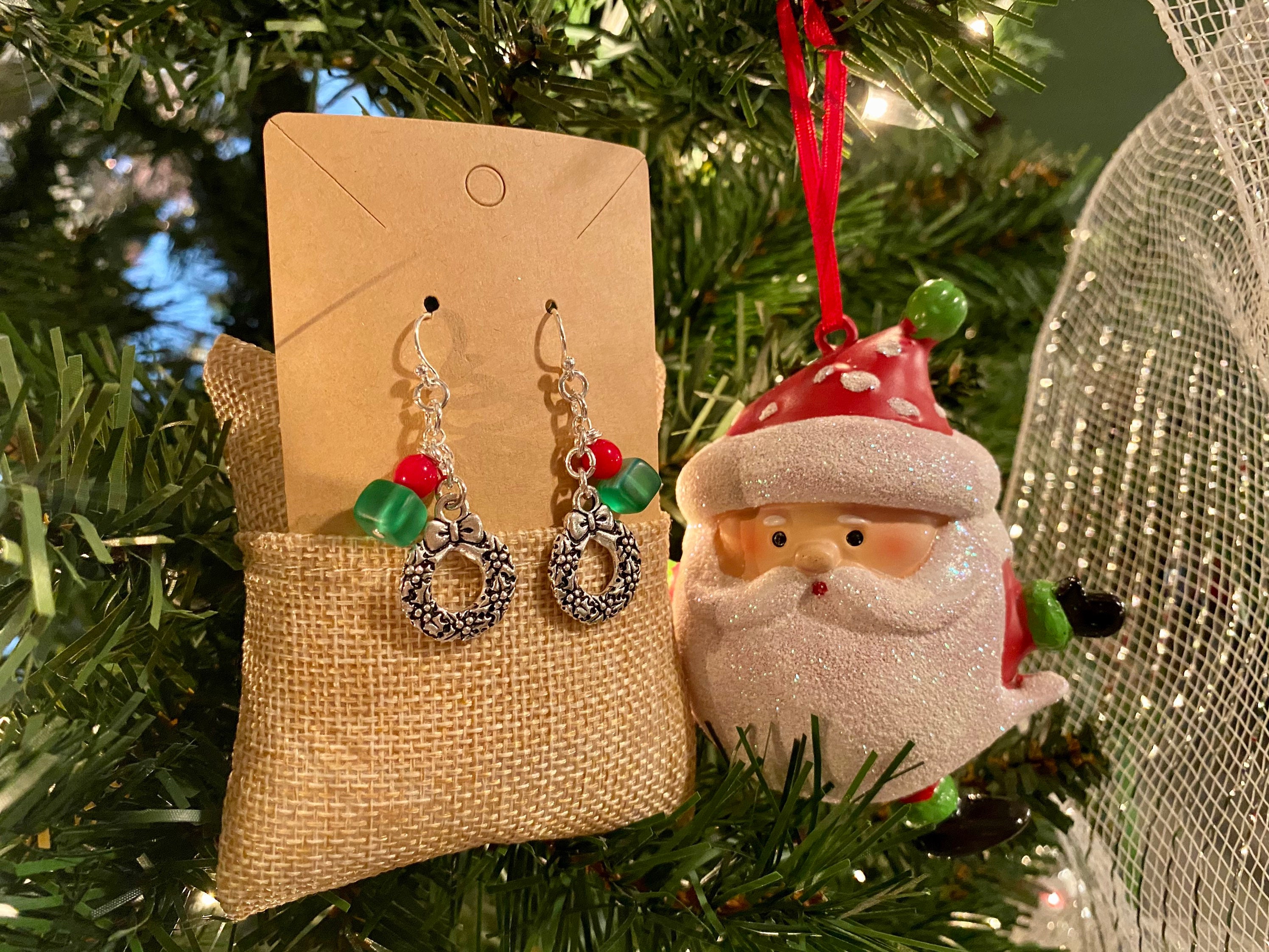 Christmas Wreath Earrings Etsy