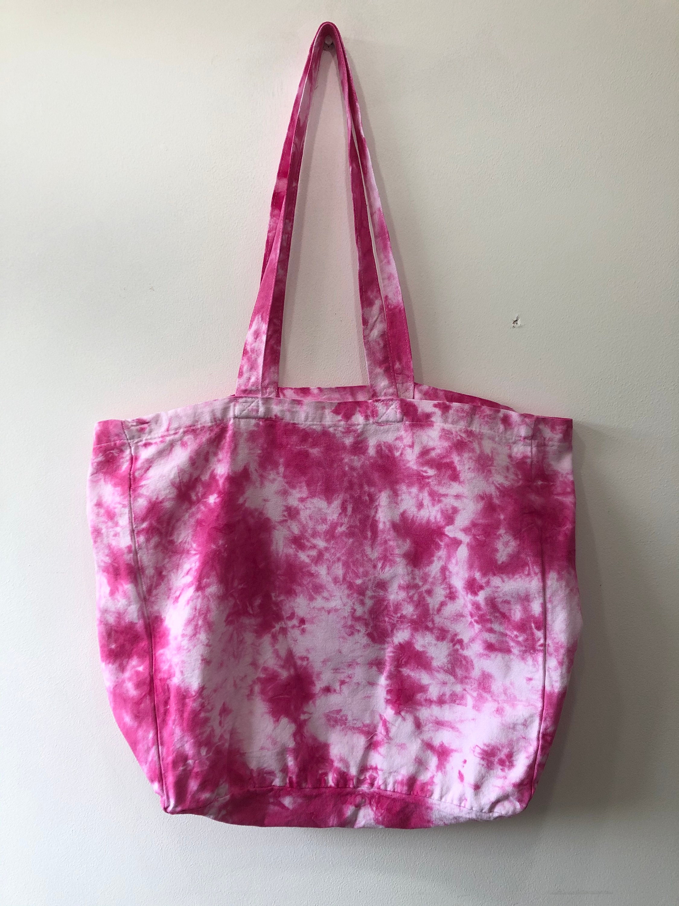 Tie Dye Tote Bag Pink Tie Dye Canvas Tote Bag Unisex Etsy