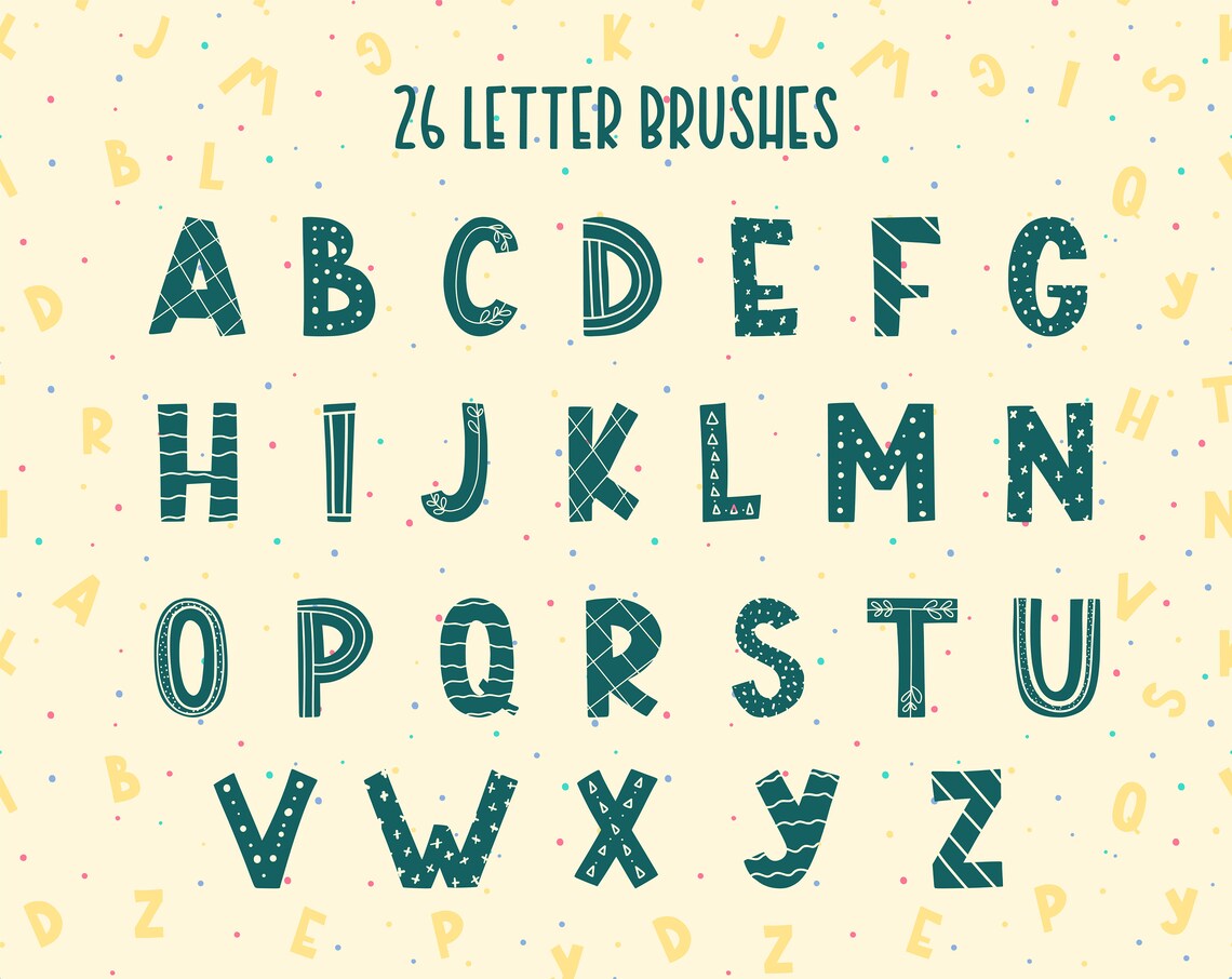 26 Alphabet Procreate Brushes Letter Procreate stamps set Etsy