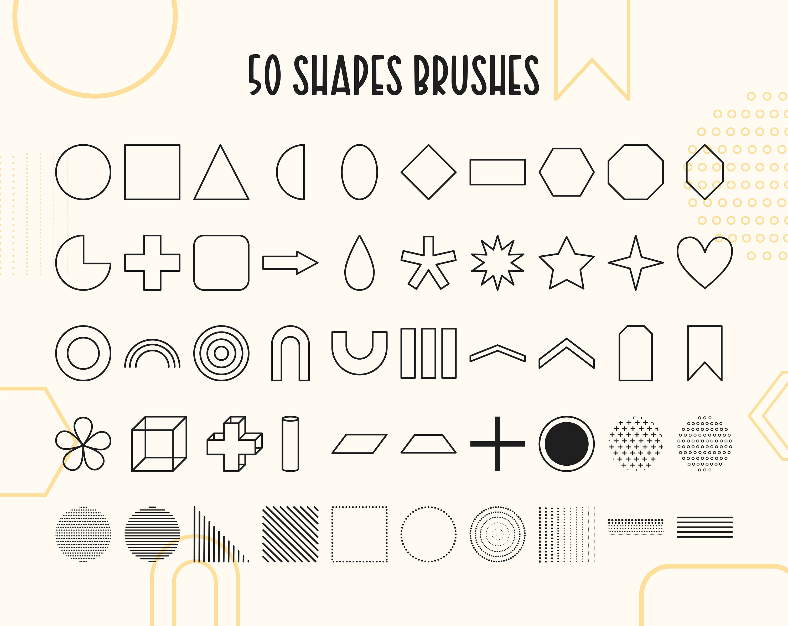 Shape Procreate Brushes Shapes Procreate stamps set Basic Etsy