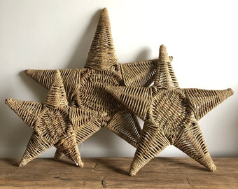 Vintage Woven Wicker Stars - Three Sizes