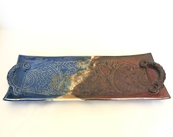 Beautiful Vintage Handcrafted Pottery Tray - Rectangular Plate