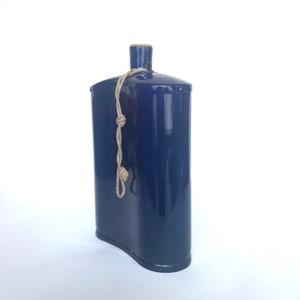Vintage WWII British Army Cobalt Blue Enamelled Flask Canteen Water Bottle - Rustic Tableware - Vintage Salvage