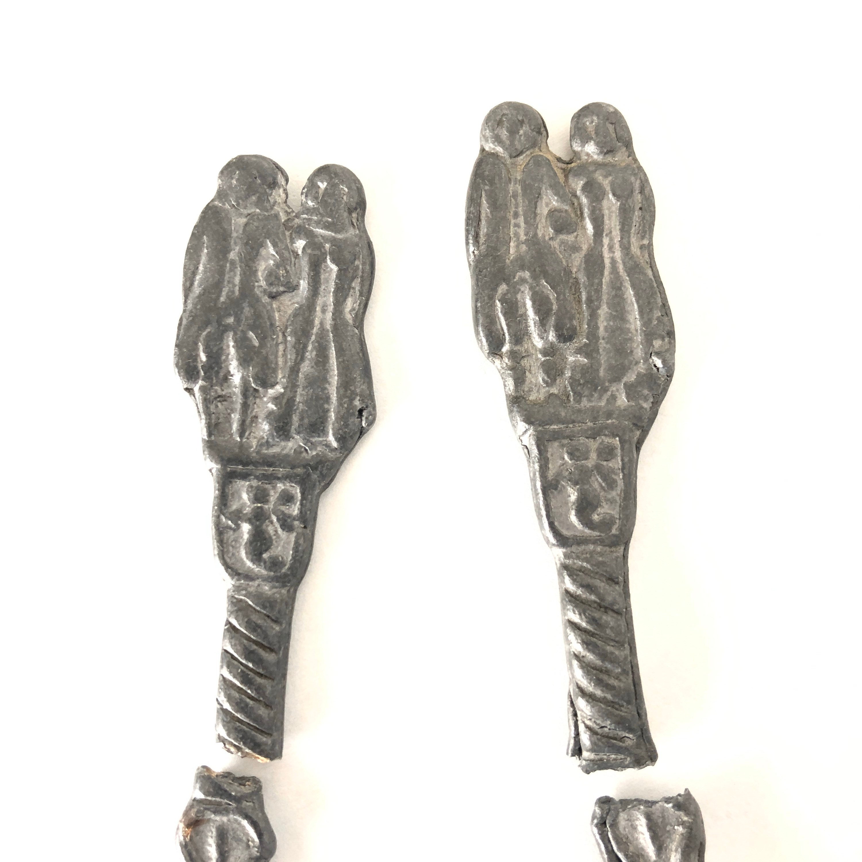 4 Matching Medieval Lead Spoons Etsy