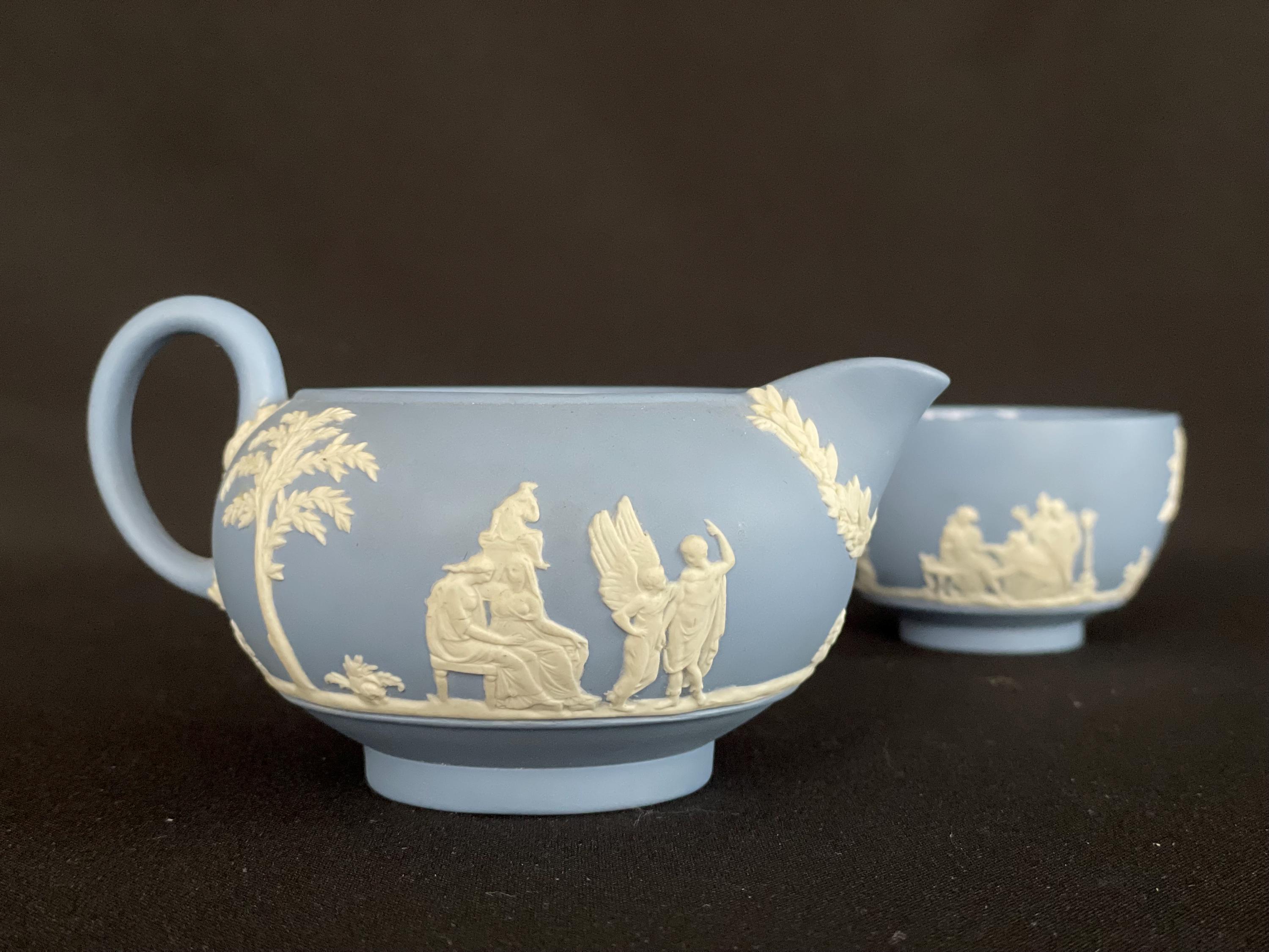 ヴィンテージ ウェッジウッド ブルー ジャスパーウェア シュガーボウル