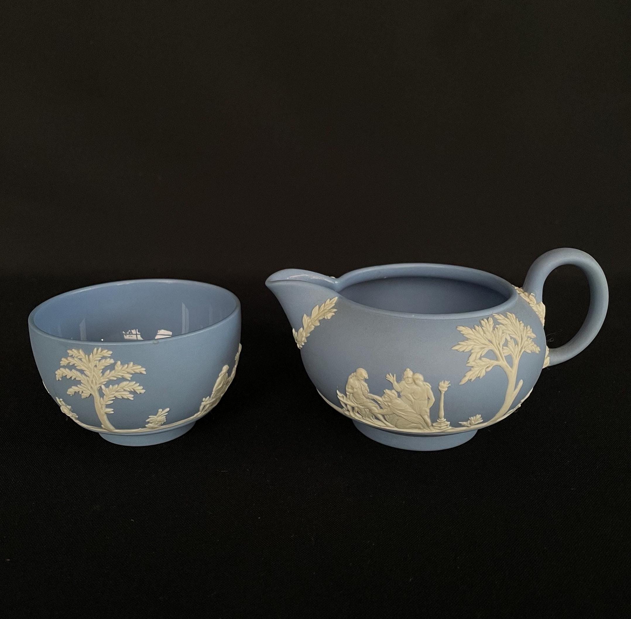 ヴィンテージ ウェッジウッド ブルー ジャスパーウェア シュガーボウル