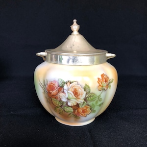 Bonito vintage rosa galleta barril cracker canister galleta jarro