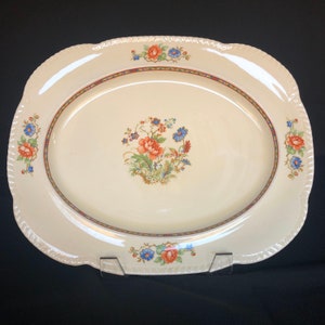 Vintage Floral &#39;Woods Ivory Ware&#39; Platter ENGLAND - W1232 - Peony