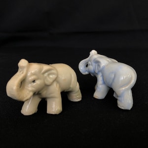 A Pair of Tiny Vintage Pottery Elephants