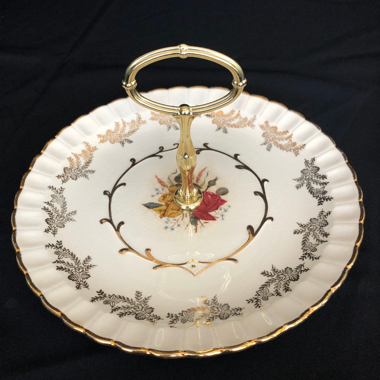 Vintage Appetizer Dessert Plate Handled Avon by Wood & Sons Alpine