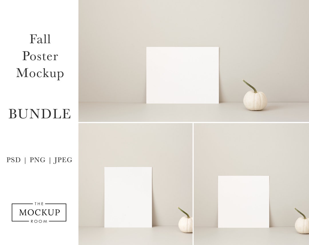 Fall Poster Mockup Bundle | Autumn Poster Mockup | Artwork Mockup ...
