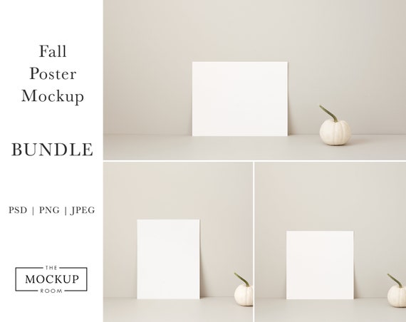 Fall Poster Mockup Bundle | Autumn Poster Mockup | Artwork Mockup | Simple Poster Mockup | Horizontal Poster Mockup | Mockup Poster