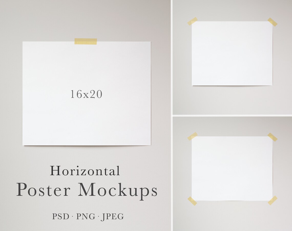 Download Horizontal Poster Mockup Taped Poster Mockup 16x20 Poster | Etsy