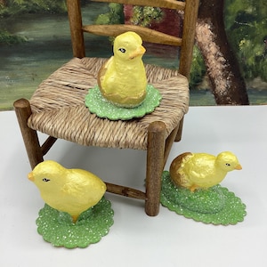Spring Chicks Paper Mache Spring and Easter Decor OOAK Collectibles