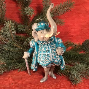 Vintage Katherine’s Collection Elephant in Edwardian Costume Christmas Ornament