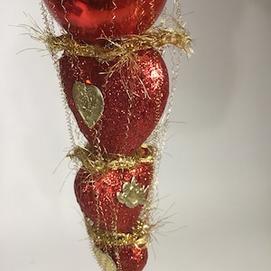 Shiny Bright Vintage Dresden Valentijn Ornament Valentijnscadeau Tsjechisch glas