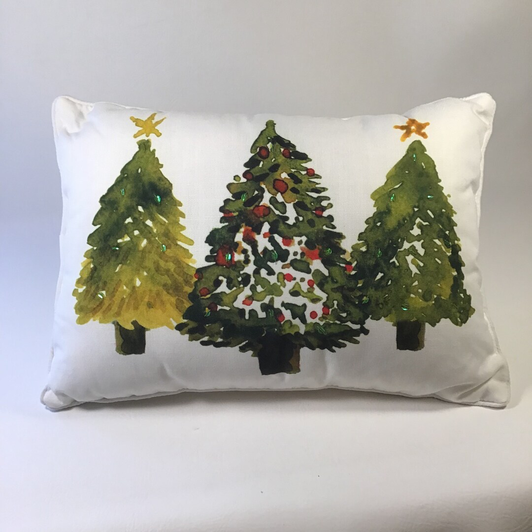 Christmas Pillows Set of Three Screen Print Christmas Tree Etsy