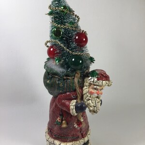 Vintage Santa With Christmas Tree Paper Mache composition