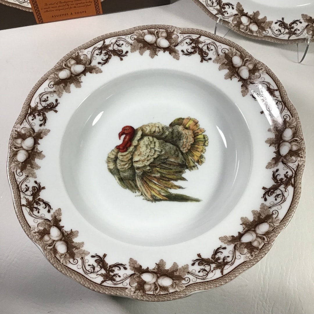 Williams Sonoma Turkey Transferware Turkey Soup Bowls Etsy