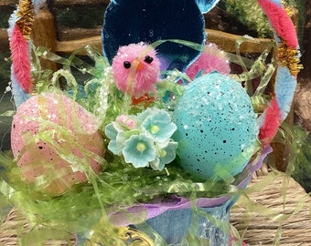 Easter Cupcake Basket Chicks and Colorful Eggs Oh My! Easter Decoration