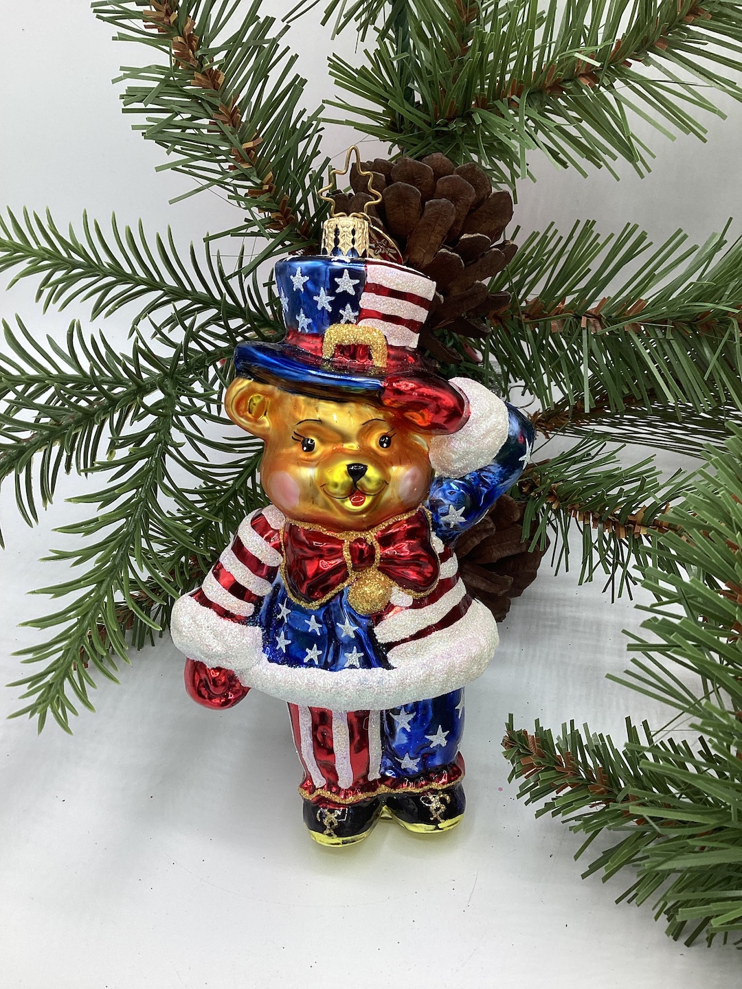 Christopher Radko Vintage “grand Old Teddy” Handblown Glass