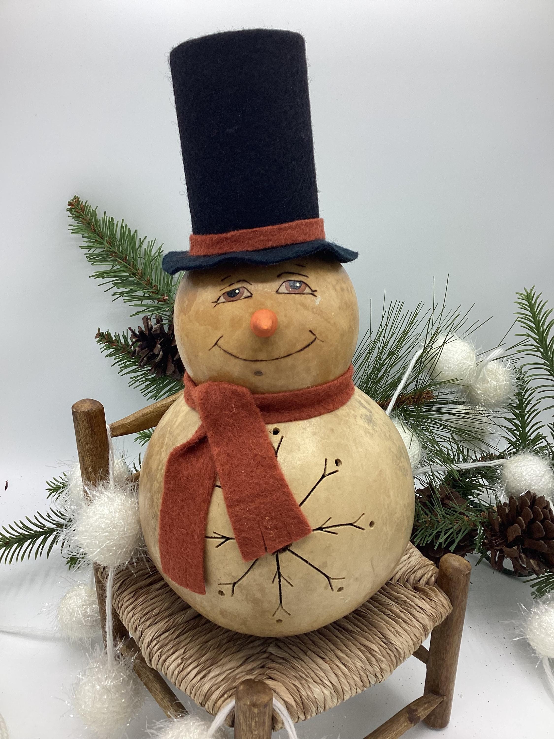 Vintage “kenny” the Snowman Made From a Gourd Rustic Christmas