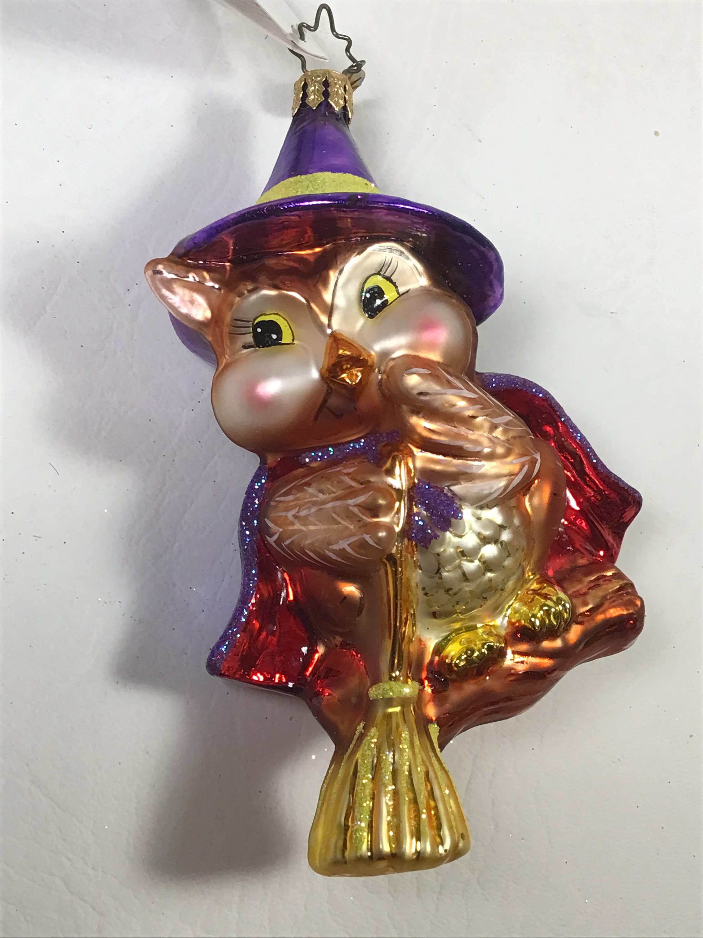 Vintage Christopher Radko “witch Winger Owl” Hand Blown Glass