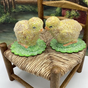 Spring Barnyard Chicks Easter Decor Paper Mache Collectibles