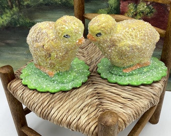 Spring Barnyard Chicks Easter Decor Paper Mache Collectibles