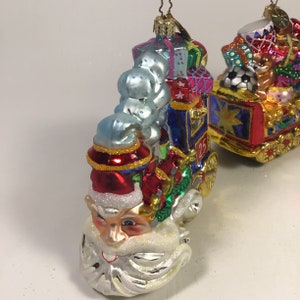 Christopher Radko Vintage “ Trio of trains “ Hand Blown Glass Ornament