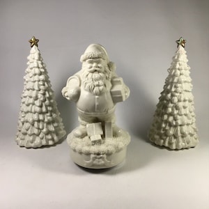 Christmas Retro Santa Music Box With Trees Christmas Decoration