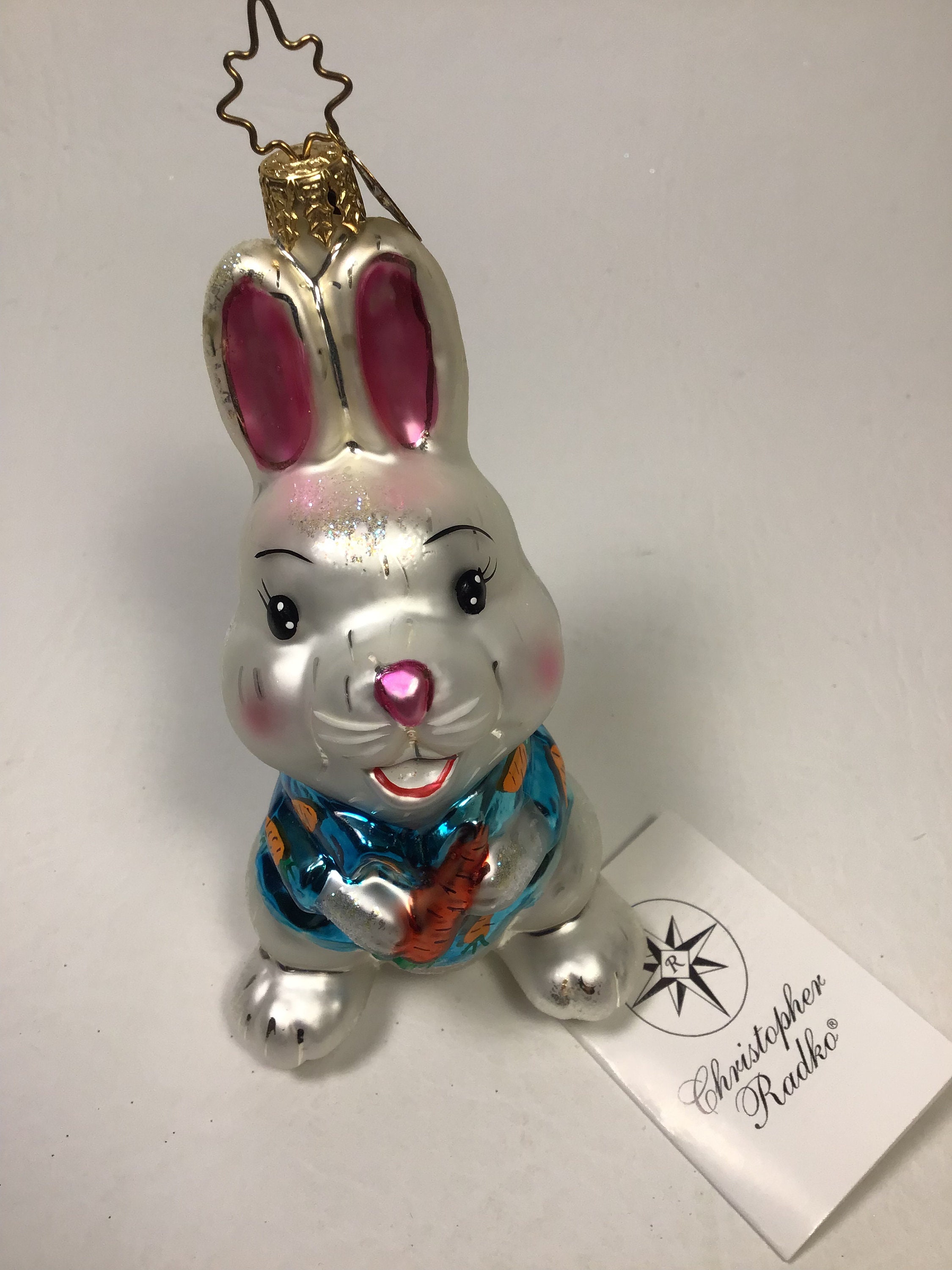Vintage Christopher Radko “chester” the White Rabbit Handblown