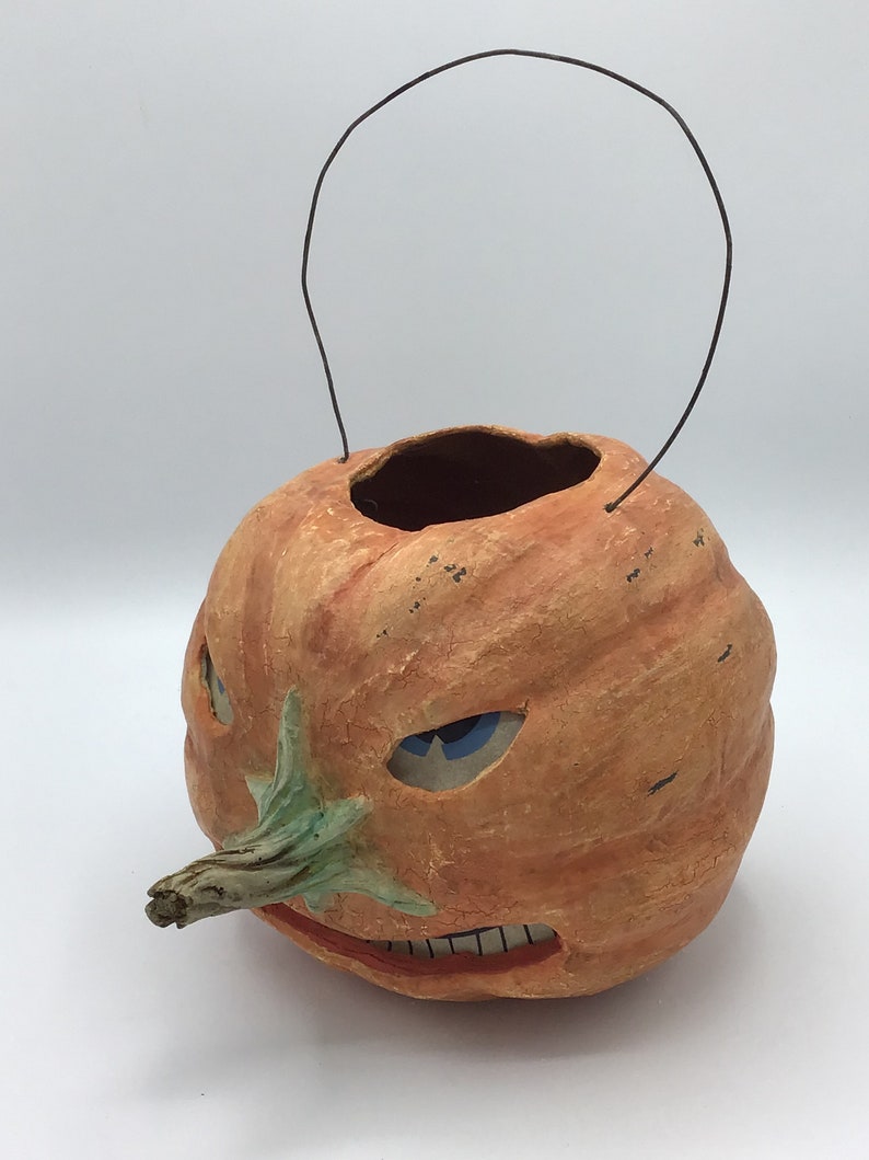 Halloween Paper Mache Jack O Lantern Etsy