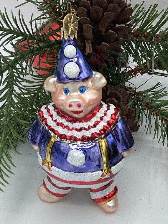 【misen2014 さま】ornament ❀ まん丸キュートな ヒヨコさん Christopher Radko Vintage “petunia Swirl” Hand Blown Glass