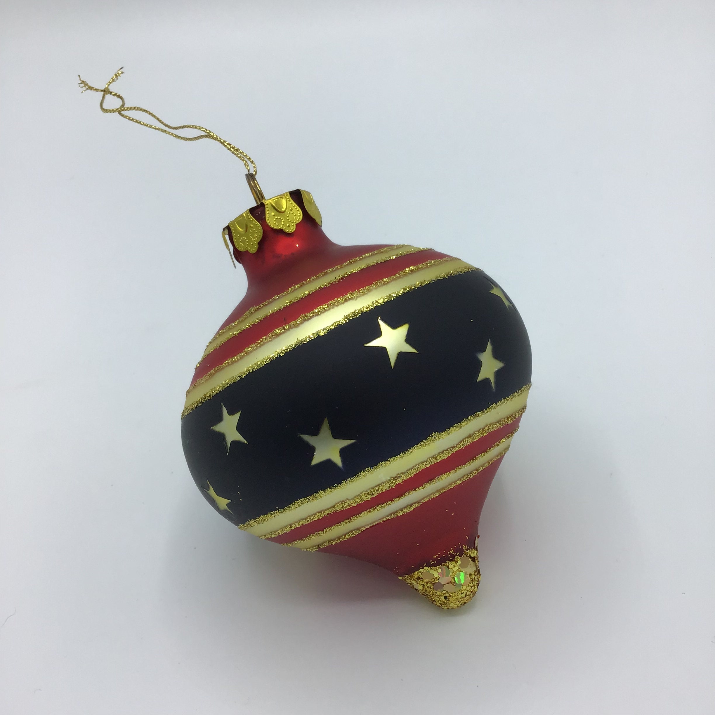 Vintage Glass Patriotic Red White and Blue Ornament Christmas - Etsy