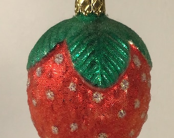 Old World Christmas Sugared Strawberry Ornament