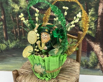Leprechaun St. Patrick’s Cupcake Assemblage Of Irish Good Luck Trim Decoration